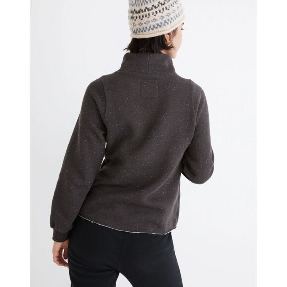 Madewell Betterterry Relaxed Turtleneck Sweatshirt in Heather Donegal Charcoal M - Picture 4 of 11